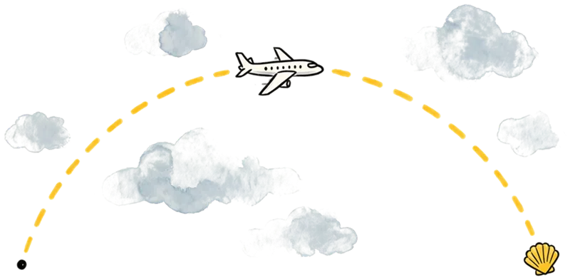 Open-jaw flight route to the Camino