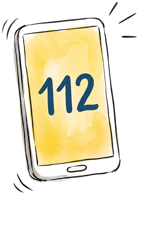 Phone showing the emergency number 112