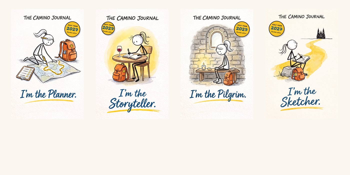 The four covers of The Camino Journal side by side